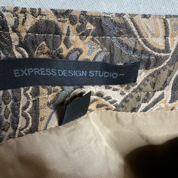 Express Design Studio Gold Paisley Skirt Brocade Straight Size 10 - Picture 6 of 8